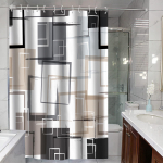 Veekindel geomeetrilise triibuga du&scaron;ikardin - Hallituskindel vannitoe vahesein 180 x 230 cm