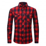 Harjatud ruuduline s&auml;rk Meeste pikkade varrukatega kahekordse taskuga flanells&auml;rk M roheline