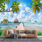 Kaunis mereranna maaling Mererannavaatega tapeet Magamistuba Elutuba 3D Rannatapeed Kodu kaunistus 200 cm(W) x 140 cm(H)