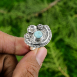 Looduslik Larimar 925 H&otilde;be Mitme Kiviga Lille Ema Lubaduse Kurgut&scaron;akra S&otilde;rmus Adjustable