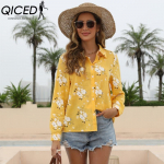 QICED Naiste moe vabaaja pikkade varrukatega POLO kaelusega pluusid ja s&auml;rgid S