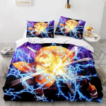 Demon Slayer Agatsuma Zenitsu Tekikate Komplekt HD Tekikate Poiste Voodipesu Komplektid Voodipesu Magamistoa Kaunistus EU Double(200x200cm)
