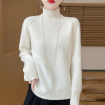 Naiste ka&scaron;miirkampsun Qinghe ka&scaron;miir 30% ka&scaron;miir 70% vill soe ja moekas k&otilde;ik-sobib s&uuml;gis ja talv XL soe valge v&auml;rv