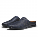 Luksuslik Itaalia Disainer Meeste Poolsaapad Nahast Meeste Vabaajajalatsid Dropshipping Coiffeur Mules Meeste Sandaalid Tagantlahtised Mokassiinid Slipper 38 sinine