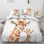Naljakas kaelkirjakuga tekikate King 3-osaline v&auml;rviliste loomadega voodipesukomplekt, pehme mikrokiud grafitiga tekikate komplekt padjap&uuml;&uuml;ridega 90x200cm 2pcs&Duvet Cover gray