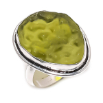 Natural Moldavite Quartz Gemstone 925 Sterling Silver Jewelry Ring Size 7 b1b63