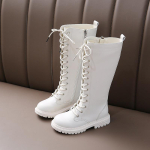 Mood 2025 Uued T&uuml;drukute K&otilde;rged Saapad Moodsad Mitmek&uuml;lgsed Pehmed Printsessi Elegantne PU Pehme &Scaron;ikk Laste Mood Kingak&otilde;nnitee Saapad 26(Insole16cm) white