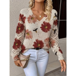 Elegantne s&uuml;gis ja talv, boheemlaslik, l&auml;&auml;neliku stiiliga mitmek&uuml;lgne V-kaelusega pikkade varrukatega naiste topp, trendikas naiste kootud kampsun XL