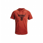 Under Armour Johnson Series Frotee Ameerika Vintage Prinditud Kapuutsiga L&uuml;hikeste Varrukatega T-s&auml;rk Meeste Topid Tume Punane 1370465-635 XL