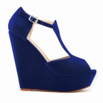Suvised naiste kingad Avatud varvasteosa Flokeeritud nahk Peep-toe Platvorm Moodsad k&otilde;rged kontsad Gladiator-sandaalid Kingad 39 sinine