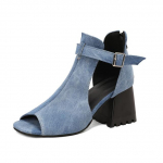 Suvine uus disain naiste Leopard Hollow lahedad saapad paksud kontsad segav&auml;rvi Chelsea saapad sandaalid t&uuml;drukutele naiste kingad 44