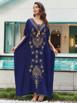 Suuruses Tikitud Kaftan Sinise Tuttidega Suvine Pikk Rannakleit Naistele Koduriietus R&otilde;ivastus Ujumisriiete Kate L&otilde;tv Kaftan EMA One Size sinine