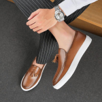 Meeste Nahast Kingad Mood Itaalia Vabaaja Kingad &Auml;ri Kontori Klassikalised Kingad Mugavus S&otilde;idukingad Meestele Slip-on Mokassiinid Suur Suurus 38 pruun