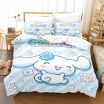 Sanrio Animatsioon Cinnamoroll Padjap&uuml;&uuml;r Voodipesukomplekt Multikas Laste Magamistuba T&auml;iskasvanu Kahekohaline Mugav Voodi T&auml;is Twin King Size 70X133cm-2pcs gray