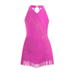 T&uuml;drukute ladina-tantsukost&uuml;&uuml;m L&auml;ikivate kivikeste ja narmastega trikoo HALTER V-kaelus Varrukateta Rihmadega selg Tutiga kombinesoon 11-12 Years