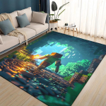 3D Minu Maailma Ehitusm&auml;ng Multikas Vaip Vaip Elutuppa Magamistuppa Kodu Diivani Kaunistus, Laste M&auml;ngimine Libisemisvastane P&otilde;randamatt 60x90cm( 23x35in )