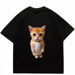 Tippstiil Noble Cat Armastab Muusikat T-s&auml;rk Armas Kassi Prindiga L&uuml;hikeste Varrukatega T-s&auml;rk Meeste Harajuku Mood Paar Vabaaja T&auml;navastiil Y2K S