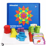 155-osaline komplekt puidust mustriplokid, geomeetrilised kujundid, pusle, beebi hariduslikud Montessori Tangram m&auml;nguasjad lastele 24-kaardiga