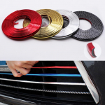 4M/8M Car Bumper Styling Moulding Trim Strip Wheel Hub Protection Red Carbon fiber Grille Impact Decorative Strip 4m Red
