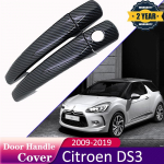 for Citroen DS3 2009 2011 2012 2013 2014 2015 2016 2017 2018 Black Carbon Fiber Door Handle Cover Trim Car Accessories Handle 2 Door