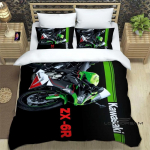 3D Retro Tr&uuml;kiga K-Kawasaki Mootorratta Logo Voodipesukomplekt Elegantne Voodipesukomplekt Tekikoti Kate Vooditeki Kate Luksuslik S&uuml;nnip&auml;evakingitus EU Twin 135x200cm