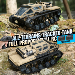 RC roomikpaak t&auml;ielikult proportsionaalse puldiga auto V&otilde;imas maastikuauto k&otilde;ikideks maastikeks Sulamist uks avanev mudel S&otilde;jaline s&otilde;japlaanauto s&otilde;iduk lastele Armored Vehicles with [2 Batteries]