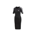 Adidas Originals 3 Triibuga Kleit Logotr&uuml;kiga Spordilik Kitsa L&otilde;ikega Hingav &Uuml;mmarguse Kaelusega L&uuml;hikeste Varrukatega Kleit Naiste kleidid Must CY4748 30