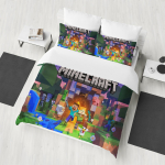 M-Minecraft 100% Pol&uuml;ester Anime Tr&uuml;kitud Voodipesu Komplekt Tekikate Kuninganna Puuvillane Armas Tr&uuml;kitud Multikas Tekikate EU Single(135*200cm)3pcs gray