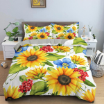 3D P&auml;evalill Voodipesu Komplekt Luksuslik 2/3tk Lilleline Tr&uuml;kiga Tekikoti Komplekt &Uuml;he Twin Queen King Suuruses Voodipesu Padjap&uuml;&uuml;ridega 180*220cm 3pcs