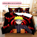Naruto Anime Naruto Uzumaki Muster Voodipesu Kodu Kaunistus S&uuml;nnip&auml;evakingitus (1 * tekikott + 2 * padjap&uuml;&uuml;ri, ilma s&uuml;damikuta) 140x200cm