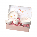Kanesho Pottery Hello Kitty Dinnerware Dishwasher and Microwave Kitty Box Size x x Pink Heart Made in Product 365740 Children's Set, Safe,