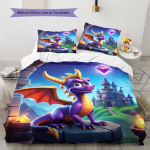 Spyro Reignited Trilogy Muster Voodipesu, Tekikomplekt Tekikate Padjap&uuml;&uuml;r Kodu S&uuml;nnip&auml;evakingitus (1 * tekikott + 2 * padjap&uuml;&uuml;ri, ilma s&uuml;damikuta) 135x200cm blue