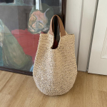 Yogodlns Suvine Rand Vintage K&auml;sitsi Valmistatud Kootud &Otilde;lakott Raffia Rotangist Ostukotid Boheemlaslik Naiste Suvine Reisi Puhkus Vabaaja Totes 41x42cm beež