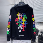 8318 CHROME HEARTS 2026 Uus Kevad ja S&uuml;gis Suur Suurus &Otilde;huke Stiil Klassikaline Stiil Logo Kapuutsiga Dressipluus Paaridele S must