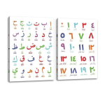 V&auml;rvilised Araabia T&auml;hed ja Numbrid Plakatitr&uuml;kised Seinakunst Raamita Laste M&auml;ngutoa v&otilde;i Lasteaia Kaunistused Komplekt 2 tk 40 x 60cm white