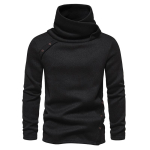 Meeste s&uuml;gis-talvine hall melange kampsun k&otilde;rge kaelusega, as&uuml;mmeetrilise n&ouml;&ouml;pdetailiga, kootud pullover M black