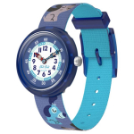 SWATCH Flik Flak Kvartsmehhanismiga Lastekell 31,85 mm Sinine sihver Bioloogilisest Materjalist Kella korpus Ringlussev&otilde;etud PET-rihm ZFBNP237 Blue Dial