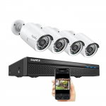 SANNCE NVR Syst&egrave;me de Cam&eacute;ra de S&eacute;curit&eacute;, R&eacute;solution Vid&eacute;o 8MP, Support 8CH POE, 5MP 4Pcs Cam&eacute;ra, Aucun