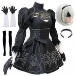 2B Neil cosplay kost&uuml;&uuml;m, Neil Mehaaniline Ajastu anime peo t&auml;iskomplekt rollim&auml;ngu esinemiskleitide komplekt, must kleit t&auml;iskomplekt uhke peo Halloweeni XS must