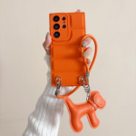 Puhverjakk K&auml;epaelaga &Uuml;mbris Samsung Galaxy S25 S24 Ultra S23 S22 Plus S21 FE A55 A56 A16 A54 jaoks Koerakujulise Paelaga Kate Galaxy S22 5G orange