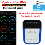 Vgate vLinker BM+ Plus Diagnostika Skanneri T&ouml;&ouml;riist Mini Bimmer Mootori Koodilugeja iOS Android Windows ELM327 ELM 329 jaoks BT4.0 black