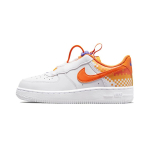 Nike Air Force 1 Toggle Leather Casual Slip Resistant Abrasion Resistant Low top Kids' Skateboarding Shoes White Orange DR8410-181 28 white