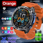 2026 Uus Meeste V&auml;litingimustes 1000mAh Aku GPS Kaardiga Nutikell Sisseehitatud 4GB M&auml;luga AMOLED Kell Bluetooth-k&otilde;ne Veekindel Spordi Nutikell oranž