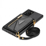 Lukuga rahakott Samsung Galaxy S23 S22 S21 FE Note 20 Ultra S25 S24 Plus A52 A52s A53 &uuml;mbrisele Kaardihoidja Rihm Crossbody Nahk For Galaxy S21 Plus must