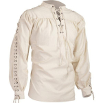 Renaissance keskaegne s&auml;rk Gothic Knight Single Meeste T-s&auml;rk Viikingi s&auml;rk S&auml;rk Lahtine lips vabaaja pikkade varrukatega meeste vabaaja s&auml;rk Plus XS-5XL XS beež