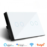 Melery Wifi nutikas Tuya valgustusl&uuml;liti 4/5/6/8/10 klahvi Klaasist seina puutesensor Alexa Kaugjuhtimine h&auml;&auml;lk&auml;sklustega Google Home Assistant 4Gang White
