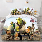 Monster Shreki 3D Prinditud Tekikott Padjap&uuml;&uuml;r Voodipesu Komplekt &Uuml;heinimese T&auml;iskasvanu Suurused Laste Magamistuppa 135x200cm
