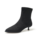 K&otilde;rgekontsalised Teravaotsalised Suede L&uuml;hikesed Saapad Naistele, 2025 Uus S&uuml;gis ja Talv Suede Peene Kontsaga Korea Saapad 41 black