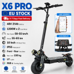 X6 PRO Kahemootoriline Maastiku E-t&otilde;ukeratas, 2400W48V21Ah Aku, 55-65km S&otilde;iduulatus, Kahekordsed Ketaspidurid Turvaliseks S&otilde;itmiseks X6 PRO 2400W48V21Ah-BK-YY