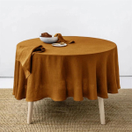 100% prantsuse linane &uuml;mmargune laudlina, pestav naturaalne laudlina s&ouml;&ouml;gilaua, &otilde;ue, pulmade ja restoranide jaoks, lihav&otilde;ttekaunistus Diameter 90cm brown